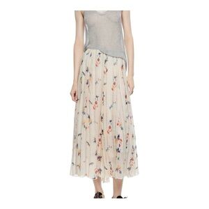 Vintage Surrealist Floral Cream Maxi Skirt NWT